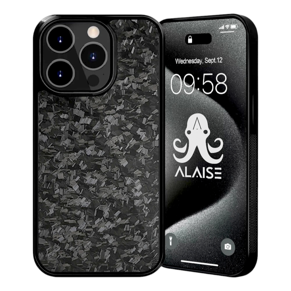 Fragment noir ALAISE™ Series | Fibre de carbone forgée | Coque iPhone | MAGSAFE