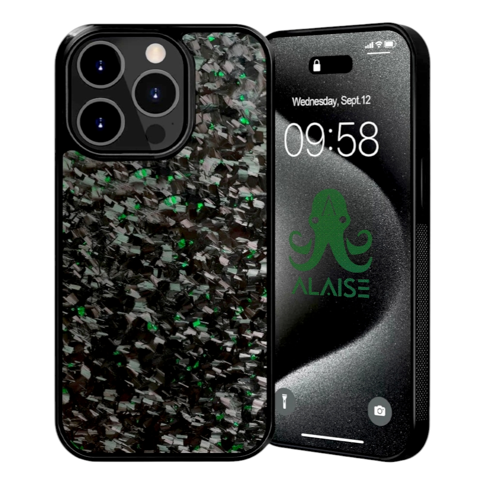 Fragment vert ALAISE™ Series | Fibre de carbone forgée | Coque iPhone | MAGSAFE