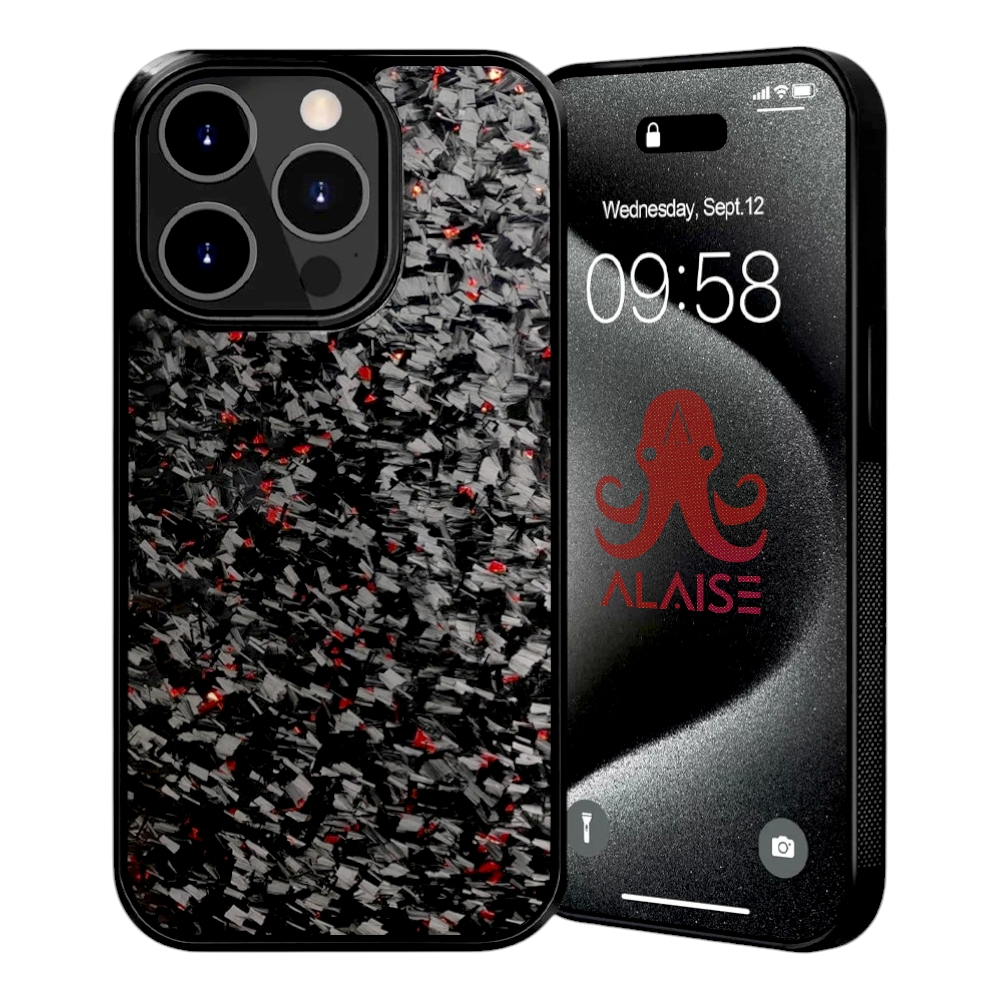 Fragment rouge ALAISE™ Series | Fibre de carbone forgée | Coque iPhone | MAGSAFE