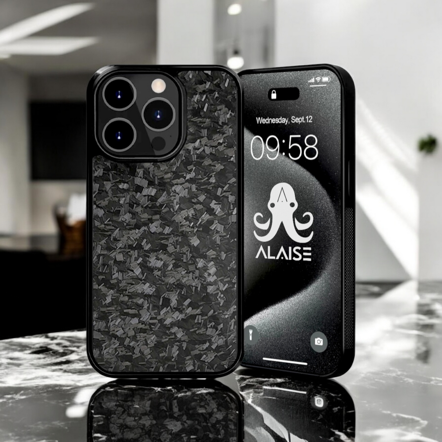 Black Fragment ALAISE™ Series | Forged Carbon Fiber | iPhone Case | MAGSAFE