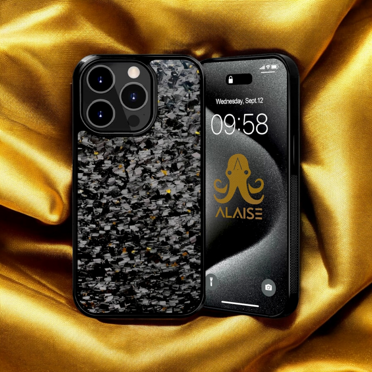 Fragment d'or ALAISE™ Series | Fibre de carbone forgée | Coque iPhone | MAGSAFE